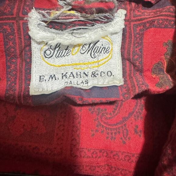 State O Maine Robe Mens S/M burgundy red paisley belted lightweight VTG 1950s - Picture 4 of 8